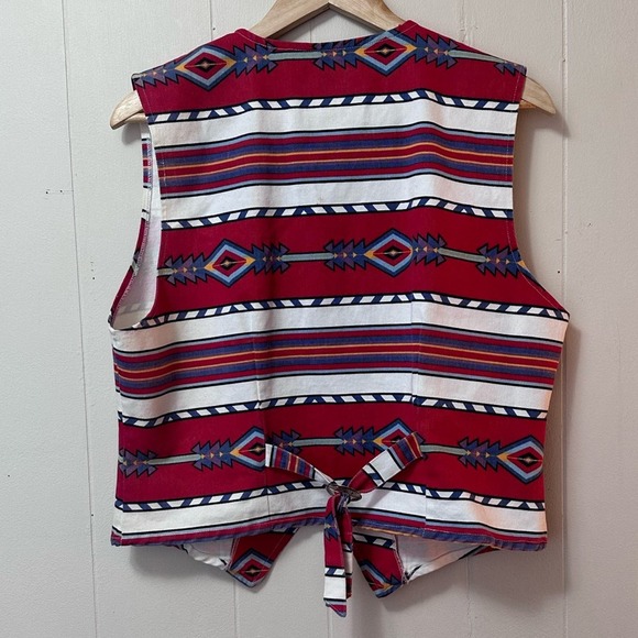 vintage • adobe rose western vest aztec southwest print canvas cowboy horse girl - Picture 2 of 3